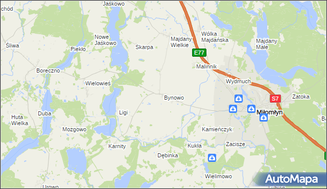 mapa Bynowo, Bynowo na mapie Targeo