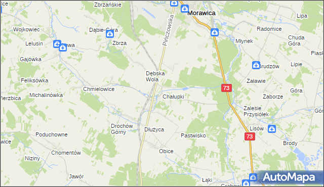 mapa Chałupki gmina Morawica, Chałupki gmina Morawica na mapie Targeo