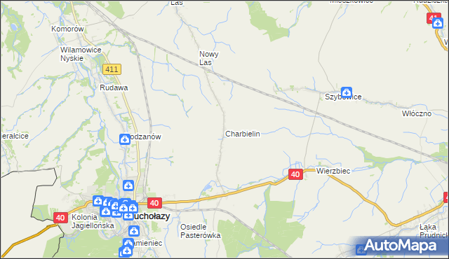 mapa Charbielin gmina Głuchołazy, Charbielin gmina Głuchołazy na mapie Targeo