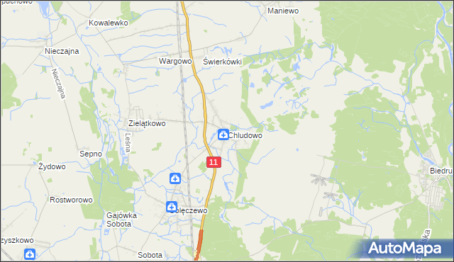 mapa Chludowo, Chludowo na mapie Targeo