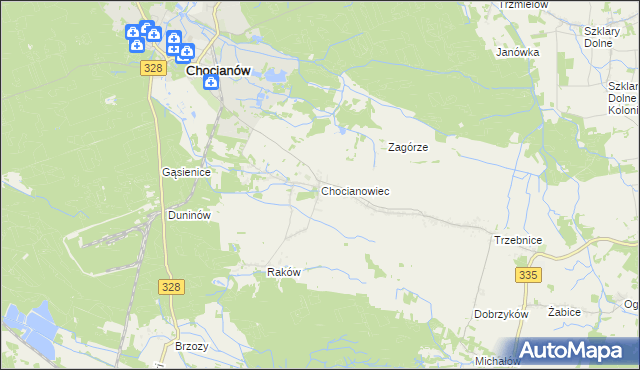 mapa Chocianowiec, Chocianowiec na mapie Targeo
