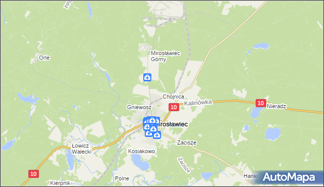 mapa Chojnica gmina Mirosławiec, Chojnica gmina Mirosławiec na mapie Targeo