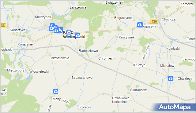 mapa Chromiec gmina Nowe Miasto nad Wartą, Chromiec gmina Nowe Miasto nad Wartą na mapie Targeo