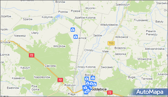 mapa Chropy, Chropy na mapie Targeo