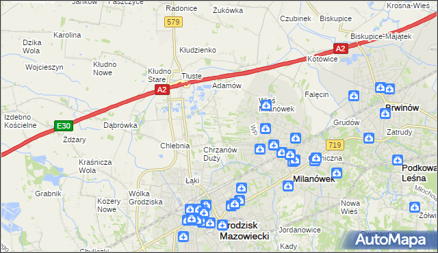 mapa Chrzanów Mały, Chrzanów Mały na mapie Targeo