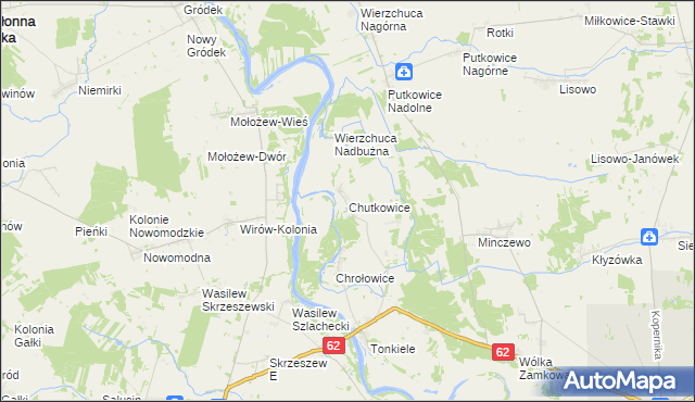 mapa Chutkowice, Chutkowice na mapie Targeo