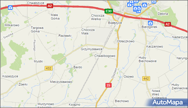 mapa Chwalibogowo gmina Września, Chwalibogowo gmina Września na mapie Targeo