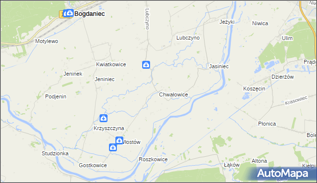 mapa Chwałowice gmina Bogdaniec, Chwałowice gmina Bogdaniec na mapie Targeo