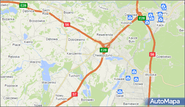 mapa Chwaszczyno, Chwaszczyno na mapie Targeo