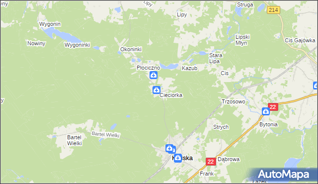 mapa Cieciorka, Cieciorka na mapie Targeo