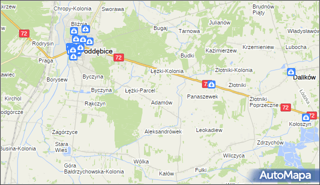 mapa Ciężków gmina Poddębice, Ciężków gmina Poddębice na mapie Targeo