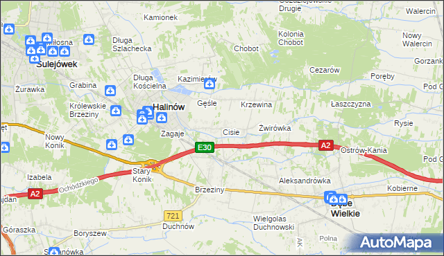 mapa Cisie gmina Halinów, Cisie gmina Halinów na mapie Targeo
