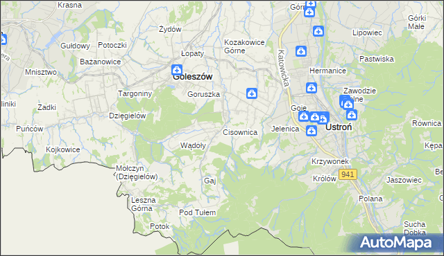 mapa Cisownica, Cisownica na mapie Targeo