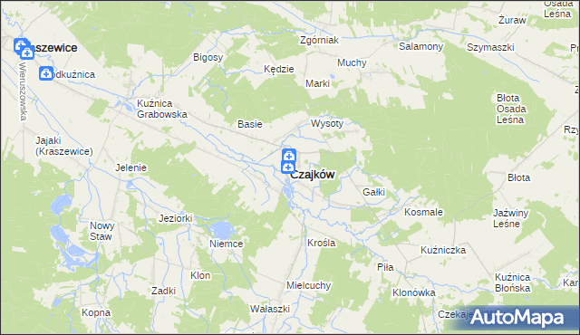 mapa Czajków powiat ostrzeszowski, Czajków powiat ostrzeszowski na mapie Targeo