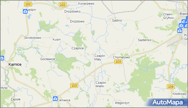 mapa Czaplin Mały, Czaplin Mały na mapie Targeo