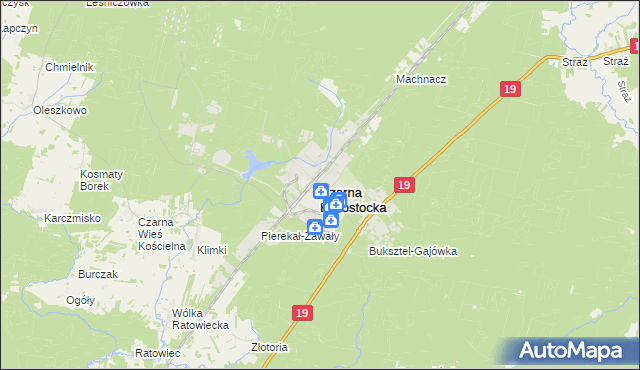 mapa Czarna Białostocka, Czarna Białostocka na mapie Targeo