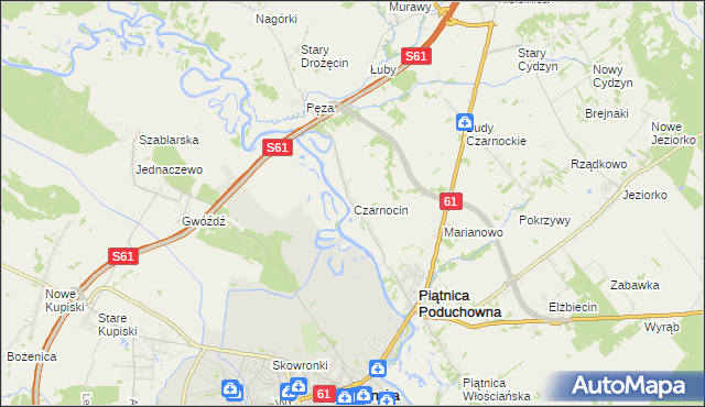 mapa Czarnocin gmina Piątnica, Czarnocin gmina Piątnica na mapie Targeo