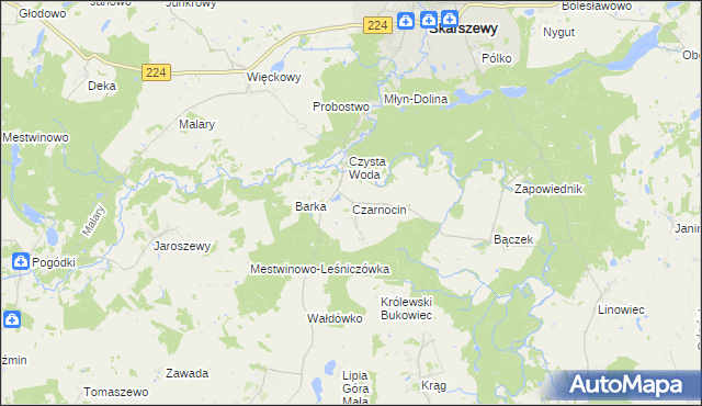 mapa Czarnocin gmina Skarszewy, Czarnocin gmina Skarszewy na mapie Targeo