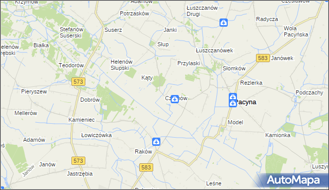 mapa Czarnów gmina Pacyna, Czarnów gmina Pacyna na mapie Targeo