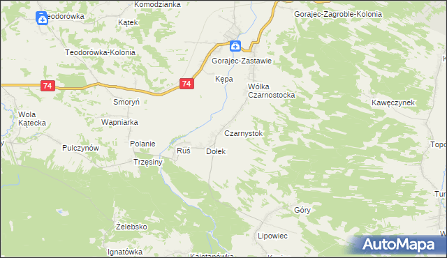 mapa Czarnystok gmina Radecznica, Czarnystok gmina Radecznica na mapie Targeo
