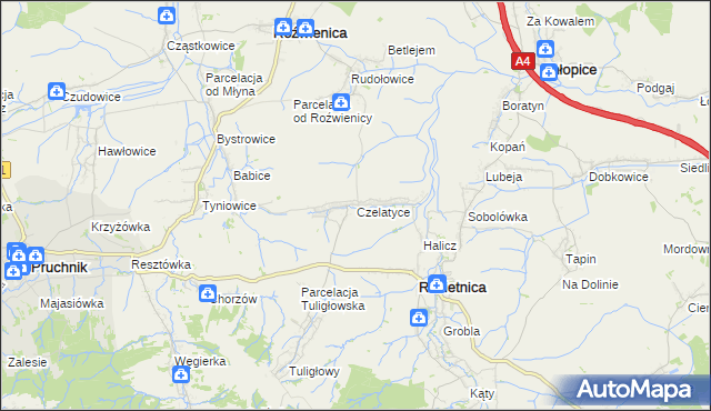 mapa Czelatyce, Czelatyce na mapie Targeo