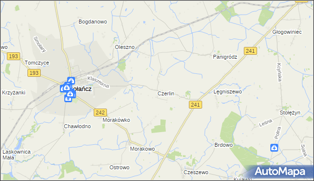 mapa Czerlin gmina Gołańcz, Czerlin gmina Gołańcz na mapie Targeo