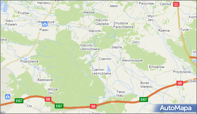 mapa Czermin gmina Bralin, Czermin gmina Bralin na mapie Targeo