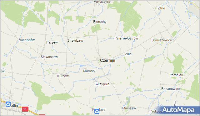 mapa Czermin powiat pleszewski, Czermin powiat pleszewski na mapie Targeo