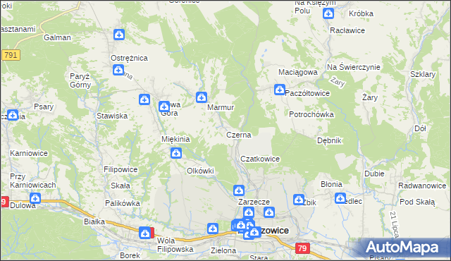 mapa Czerna gmina Krzeszowice, Czerna gmina Krzeszowice na mapie Targeo