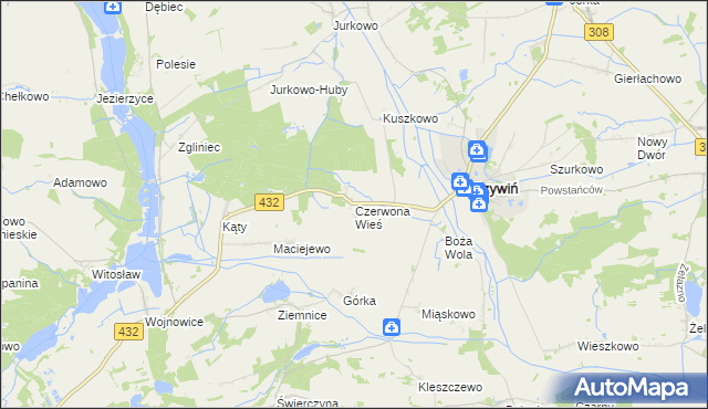 mapa Czerwona Wieś, Czerwona Wieś na mapie Targeo