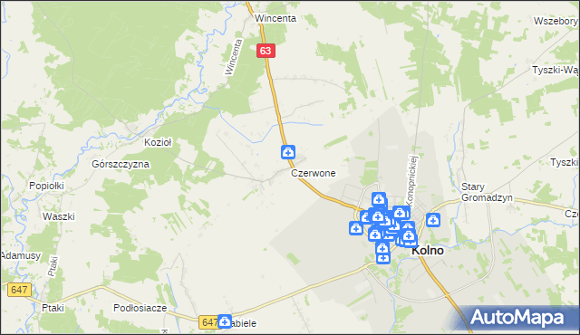 mapa Czerwone, Czerwone na mapie Targeo