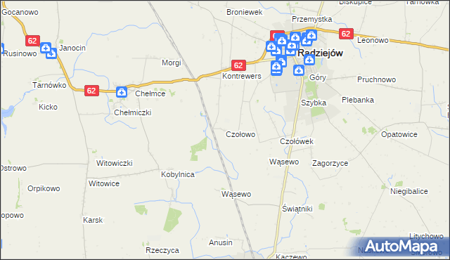 mapa Czołowo gmina Radziejów, Czołowo gmina Radziejów na mapie Targeo