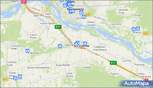 mapa Czosnów, Czosnów na mapie Targeo