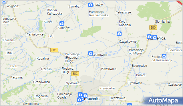 mapa Czudowice, Czudowice na mapie Targeo