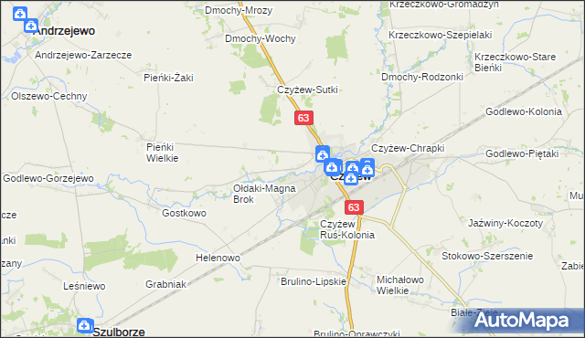 mapa Czyżew Ruś-Wieś, Czyżew Ruś-Wieś na mapie Targeo