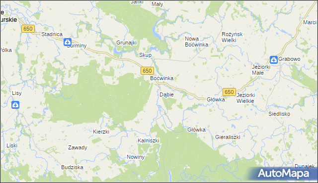 mapa Dąbie gmina Gołdap, Dąbie gmina Gołdap na mapie Targeo