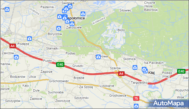 mapa Dąbrowa gmina Kłaj, Dąbrowa gmina Kłaj na mapie Targeo