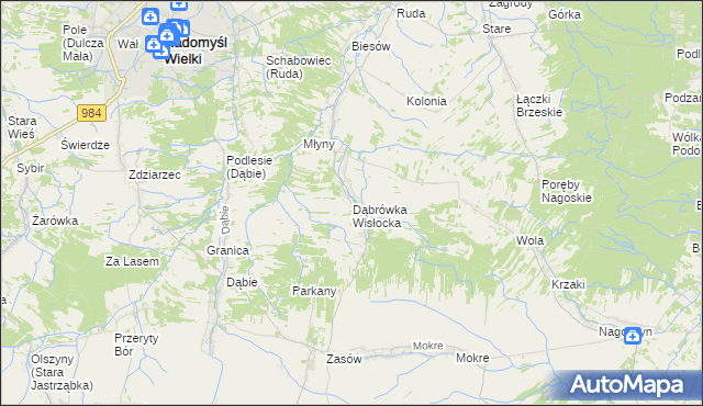 mapa Dąbrówka Wisłocka, Dąbrówka Wisłocka na mapie Targeo