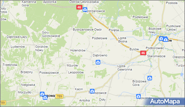 mapa Dąbrowno gmina Niegowa, Dąbrowno gmina Niegowa na mapie Targeo