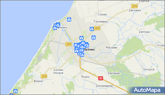 mapa Darłowo, Darłowo na mapie Targeo