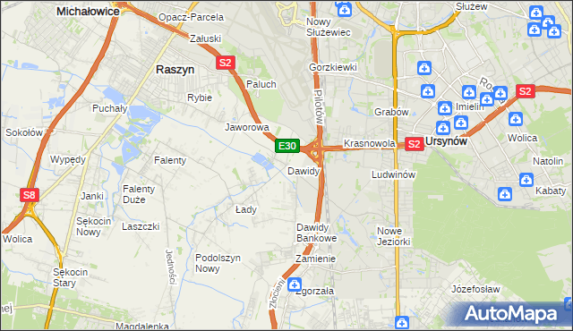 mapa Dawidy gmina Raszyn, Dawidy gmina Raszyn na mapie Targeo