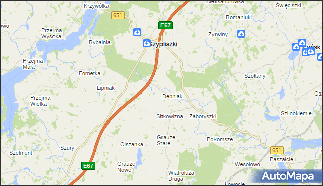 mapa Dębniak gmina Szypliszki, Dębniak gmina Szypliszki na mapie Targeo