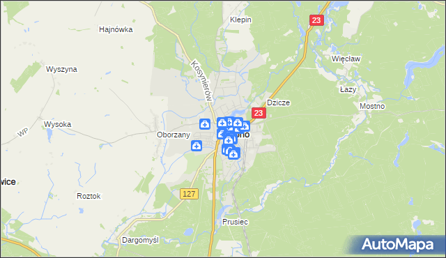 mapa Dębno powiat myśliborski, Dębno powiat myśliborski na mapie Targeo