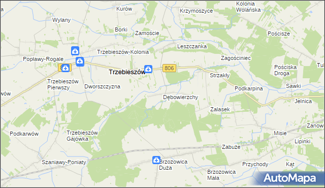 mapa Dębowierzchy, Dębowierzchy na mapie Targeo