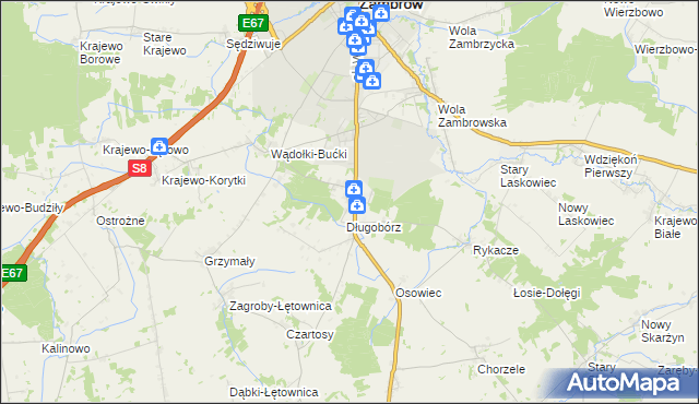 mapa Długobórz Pierwszy, Długobórz Pierwszy na mapie Targeo