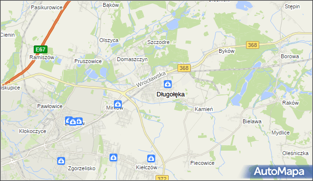 mapa Długołęka powiat wrocławski, Długołęka powiat wrocławski na mapie Targeo