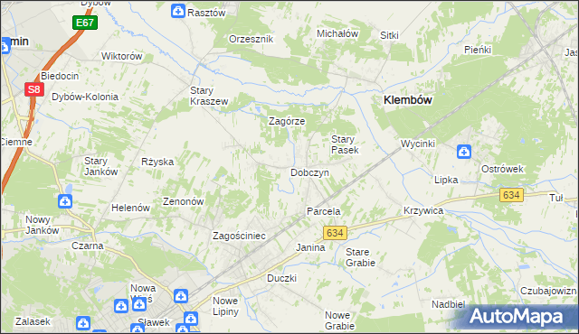 mapa Dobczyn gmina Klembów, Dobczyn gmina Klembów na mapie Targeo