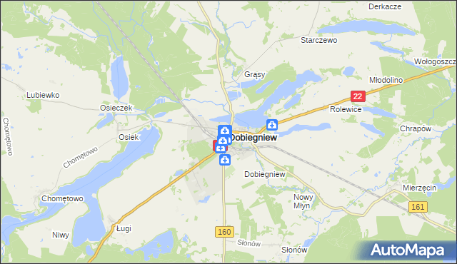 mapa Dobiegniew powiat strzelecko-drezdenecki, Dobiegniew powiat strzelecko-drezdenecki na mapie Targeo