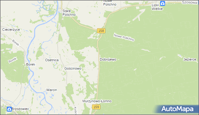 mapa Dobrojewo gmina Skwierzyna, Dobrojewo gmina Skwierzyna na mapie Targeo