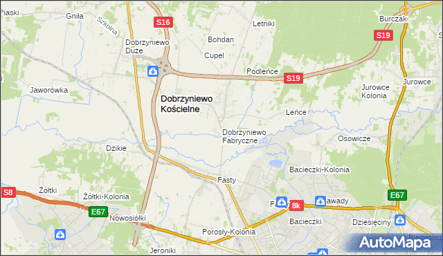 mapa Dobrzyniewo Fabryczne, Dobrzyniewo Fabryczne na mapie Targeo